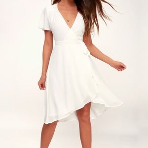 ✨ White Wrap Dress- Lulus-Rise to the Occassion